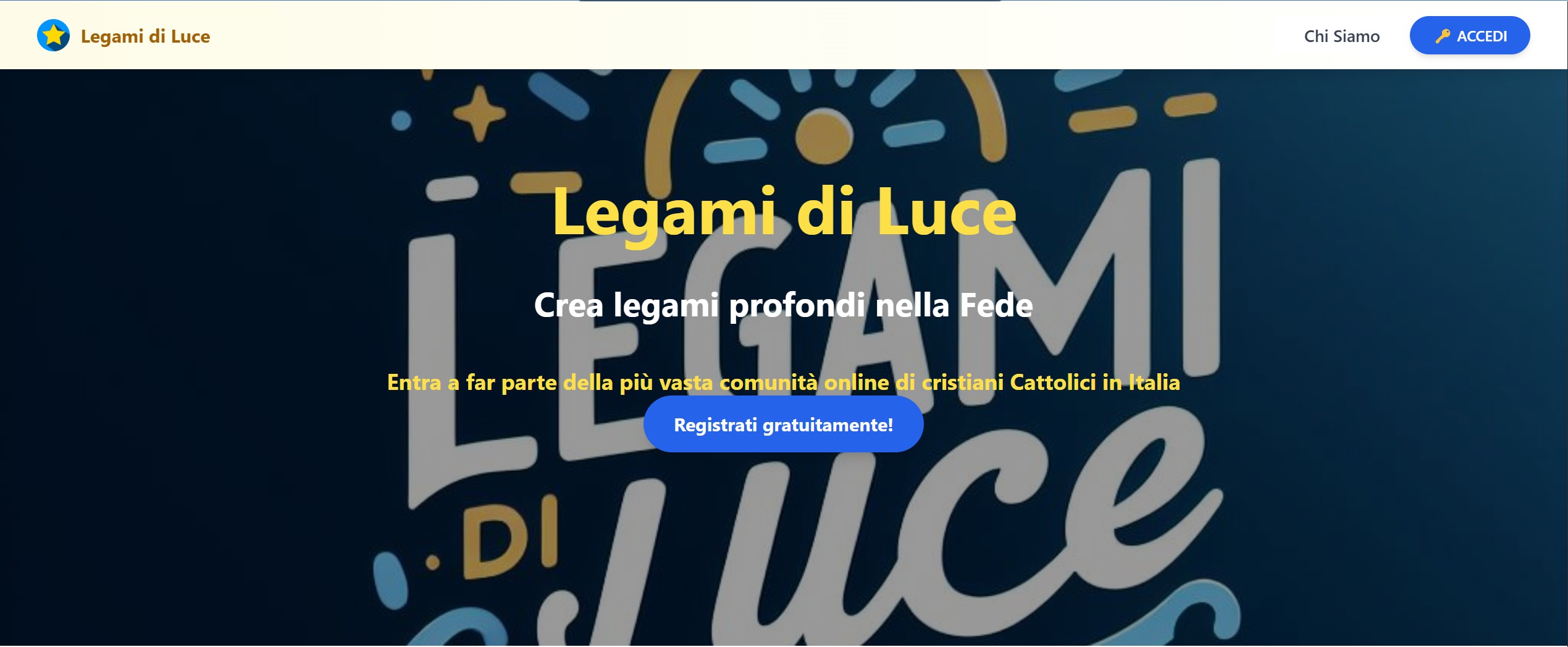 Screenshot dell'app Legami di Luce